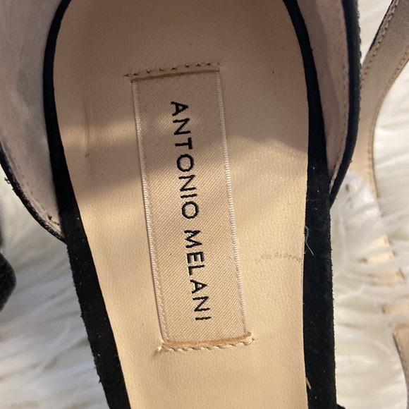 ANTONIO MELANI SANDALS SIZE 11 BNWOT LEATHER SOLE COLOR BLACK HEEL 4” STABLE - Picture 4 of 16